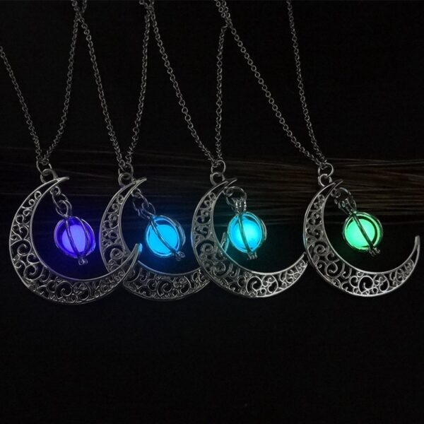 Fashion Moon Natural Glowing Stone Healing Necklace Women Gift Charm Luminous Pendant Necklace Jewelry - Image 2